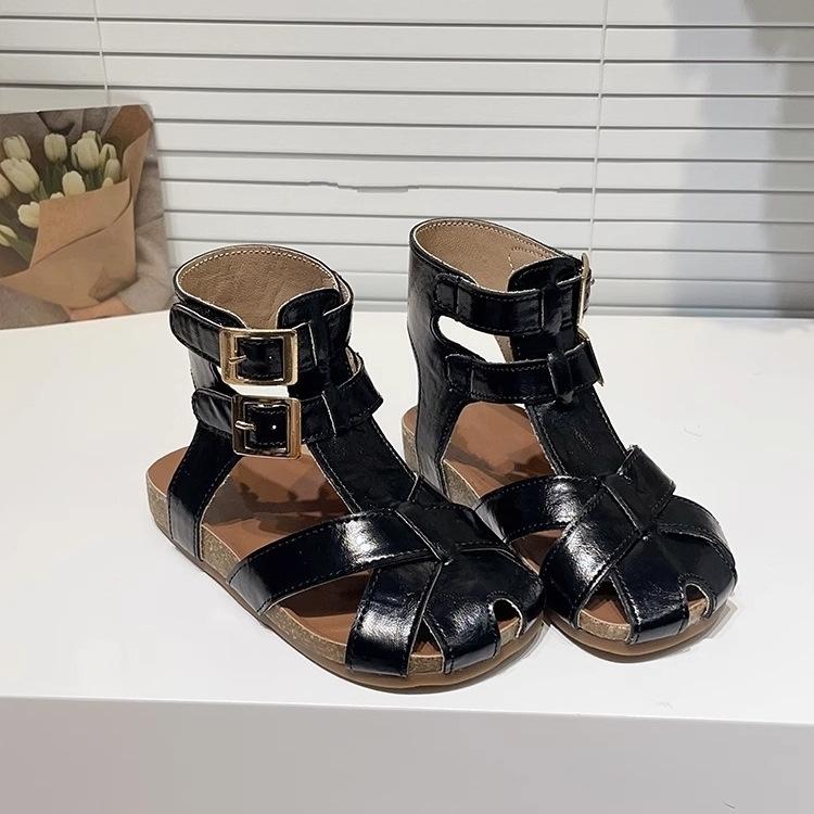 Girls Baotou Sandals Children's Roman Shoes 2025 Summer New Girls Fashion Princess Shoes Medium and Older Children's Beach Shoes