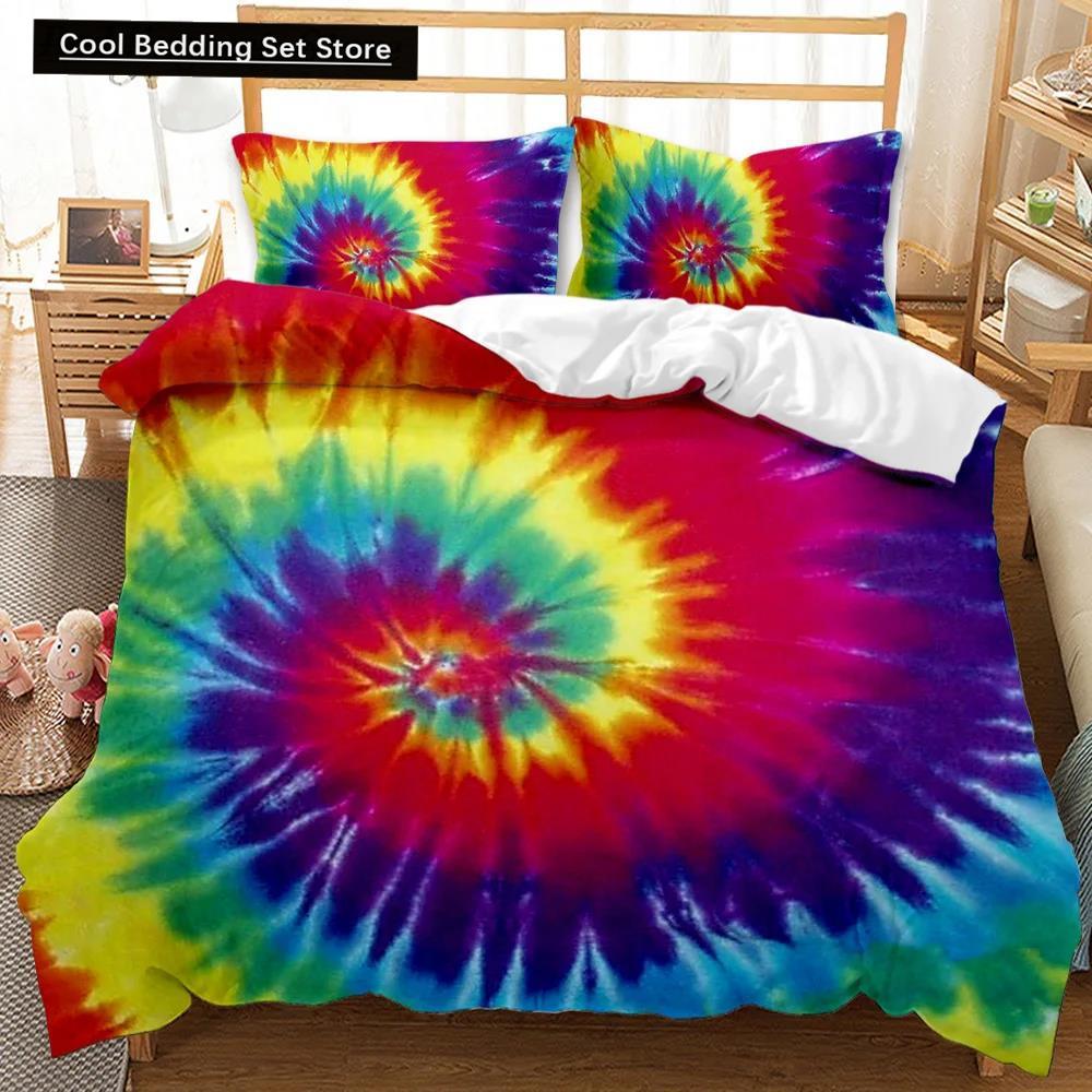 Boho Tie Dye Duvet Cover Set Hippie Bed Sets Blue Purple Colorful Twin Bedding Set Gypsy Queen King Size Polyester Qulit Cover