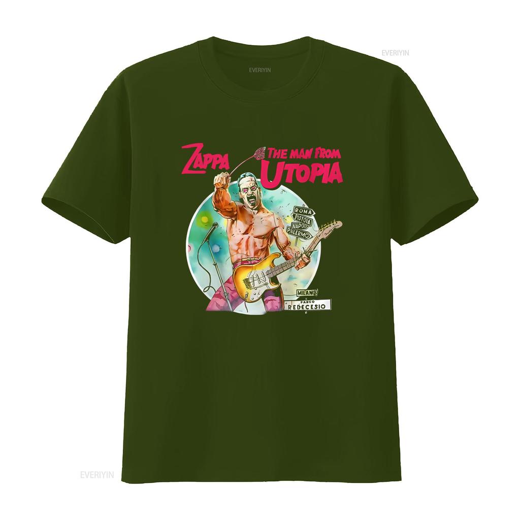 The Man from Utopia Frank Zappa Retro Rock Guitar T Shirt Vintage Design with City Names Perfect for Music Lovers vintage