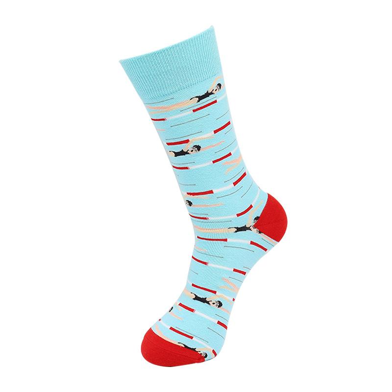 Men's Large Size New Colorful Geometric Pattern Sport Tube Socks