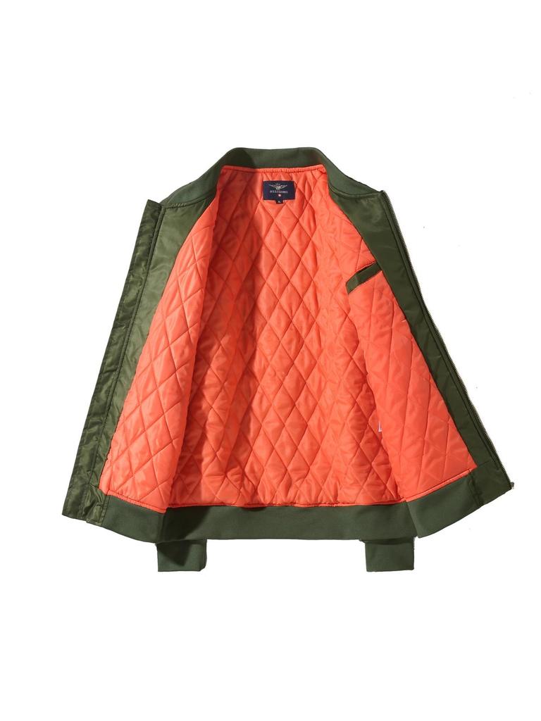 Chaqueta Bomber Ajustada para Hombre - Elegante Ropa Exterior Acolchada de Algodón para Primavera y Otoño