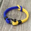 Concentric Knot Men Bracelet Blue Yellow Braclet Detachable Stainless Steel Horseshoe Clasp Ukrainian Flag Color Braslet Homme
