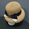 New bow straw hat women's summer outdoor big eaves sun hat dome bucket hat sun hat
