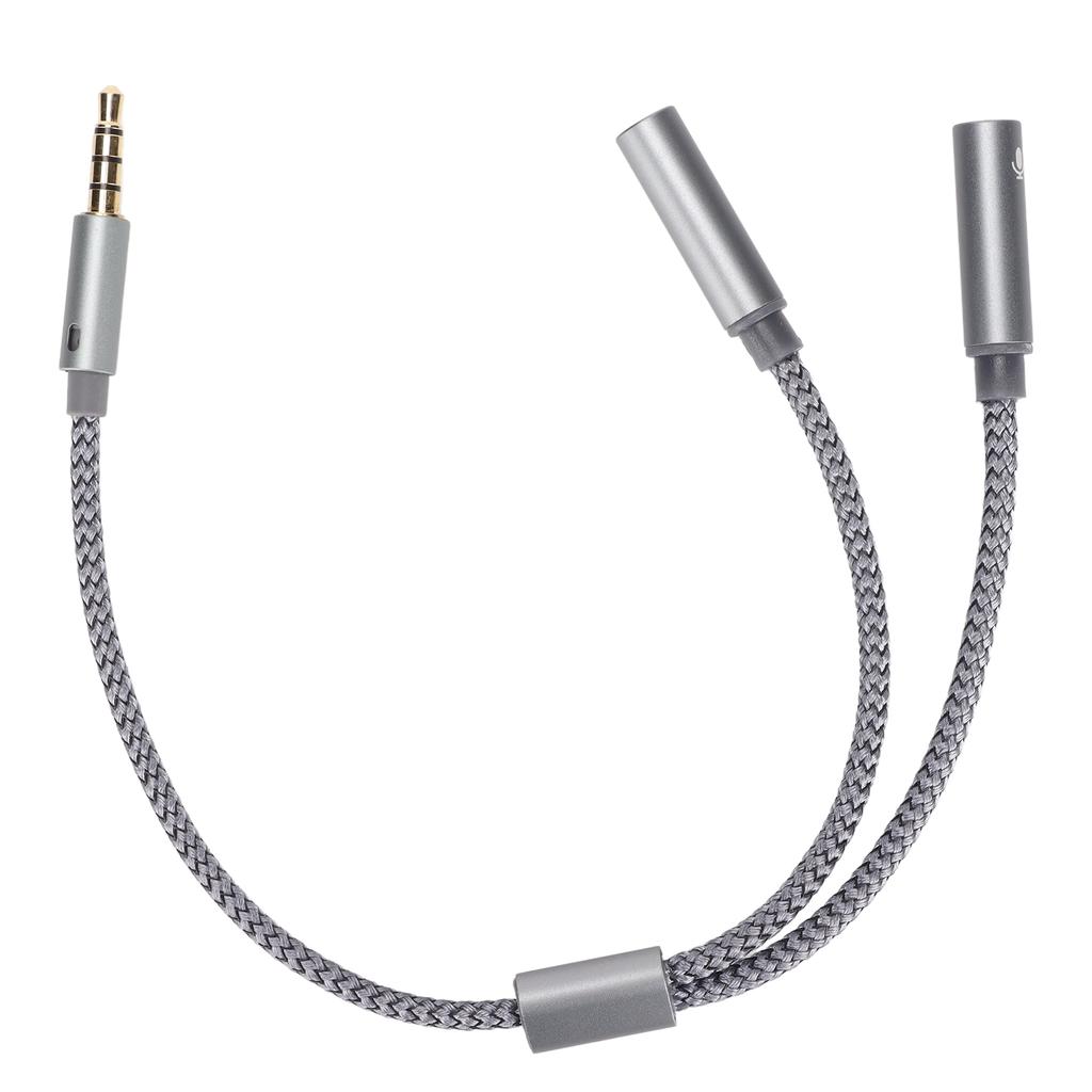 Hodetelefonforlengelseskabel 4-polet Gullbelagt Hann til To Hunn Hodetelefon Y-kabel for Bærbar PC Telefon Datamaskin