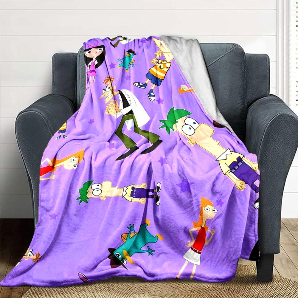 1pc Phineas and Ferb3 Blanket, Gift, for Men and Women, Soft Blanket, Good for Sofa Bed Couch Travel, Lightweight Flannel Blanket