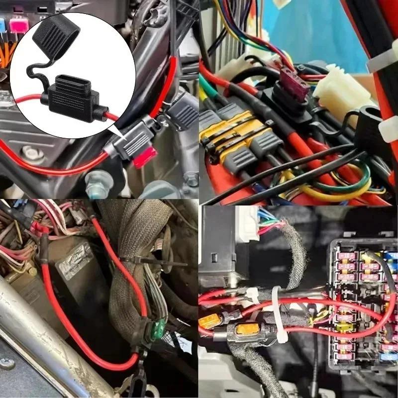 Auto-Sicherungshalter Wasserdicht Mini-Klingenadapter Spritzwassergeschützte Box 16AWG/18AWG Trennschalter-Steckdose Feuchtigkeitsgeschützter Sicherungssteckplatz