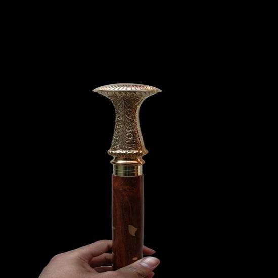 93.98 Cm Wooden Walking Cane, Brass Handle Walking Stick, Father's Gift, Mother's Gift Unisex Cane Gift for Her and Him