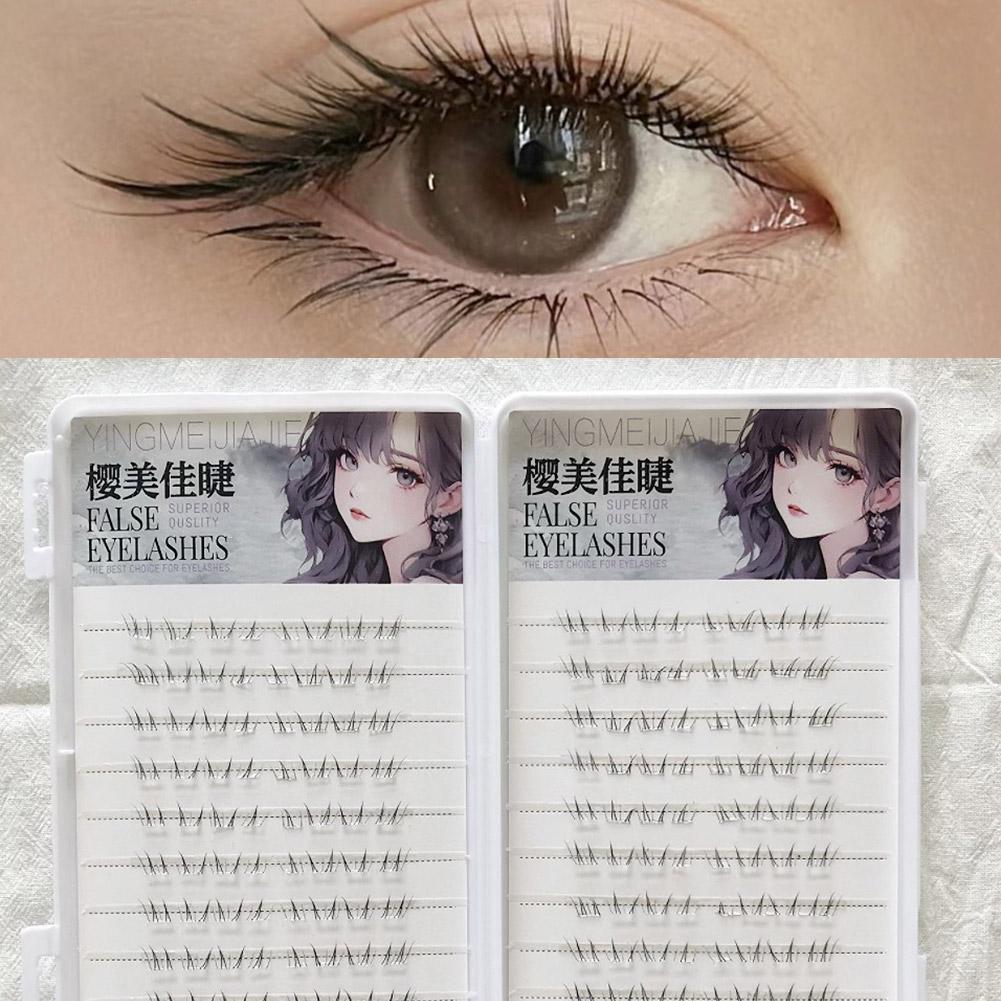4-6mm Einzelne untere Wimpernbüschel Ohne Kleber C-Schwung Schwarze untere Wimpern Selbstklebende Wimpernverlängerungen Cosplay DIY Make-up
