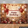 2D Red Gold Floral Birthday Photography Backdrop Party Decoration Background Cloth