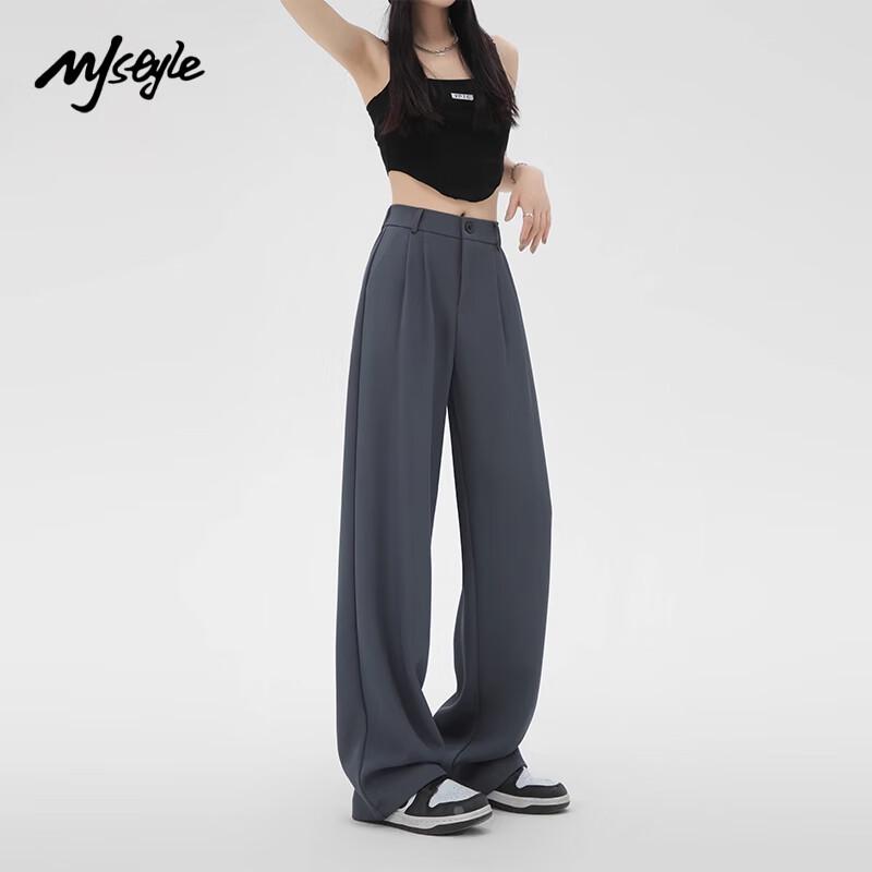 MJ STYLE Women's High-Waist Draped Wide-Leg Quick-Dry Suit Pants