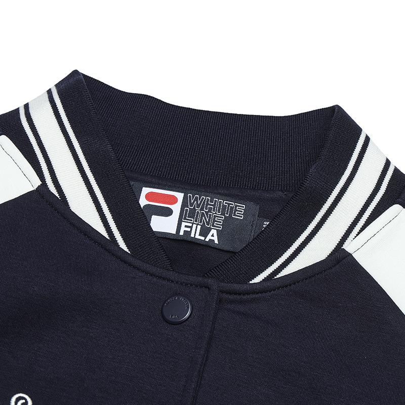 Fila Original Fashion Versatile Comfortable Baseball Jacket Women Jackets Secret-Mirror-Blue F11W519505FDB
