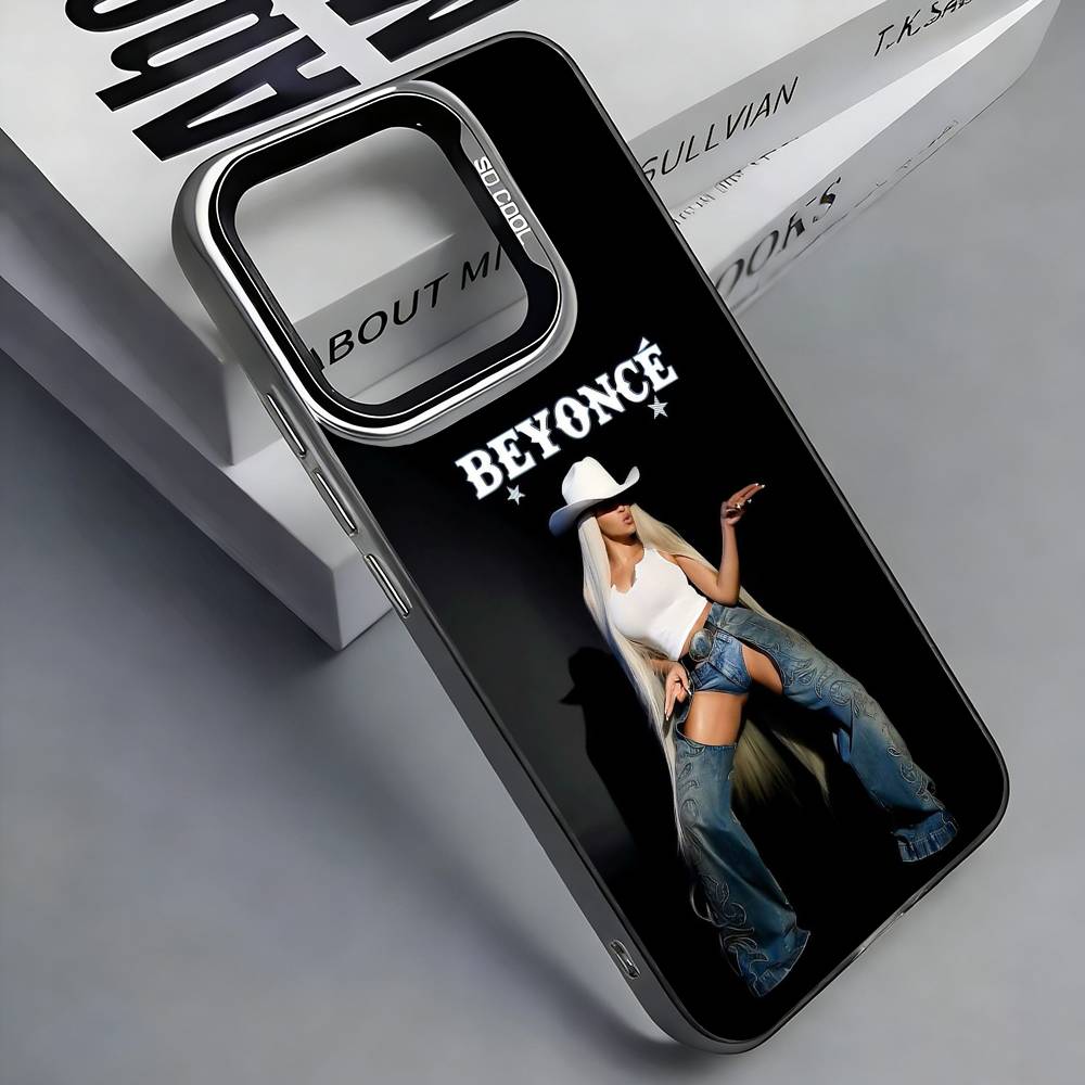 C-Carter Cowboy B-BEYONCE Phone Case For iPhone 17,16,15,14,13,12,11 Plus,Pro Max,Colored Silver Phone Case