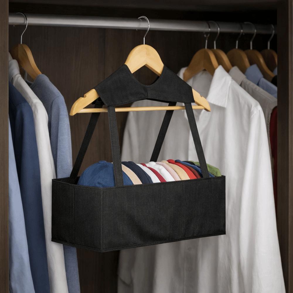 Non-woven Fabric Baseball Cap Storage Hanging Bag Folding Space Saving Hanging Cap Storage Basket Black Underwear Storage Box