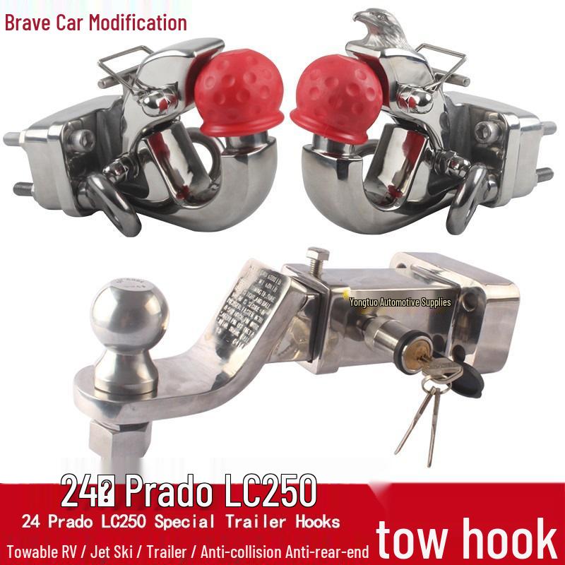 2024 Toyota Prado LC250 Trailer Hitch: Modified Tow Hook Rear Bumper with Square Hole
