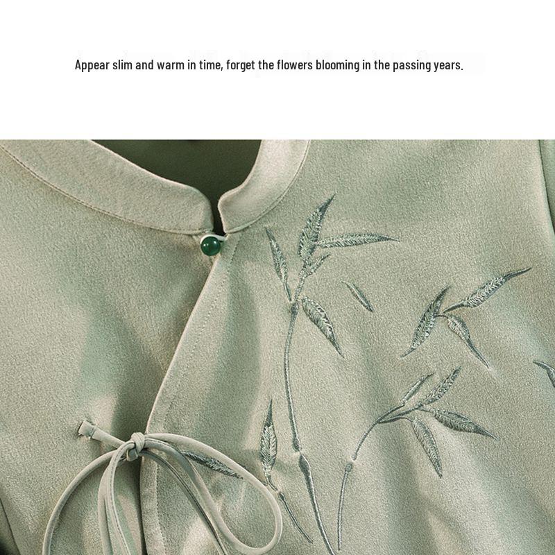 Chinese Style Embroidered Tang Suit Hanfu Qipao Top for Women - Autumn & Winter Collection