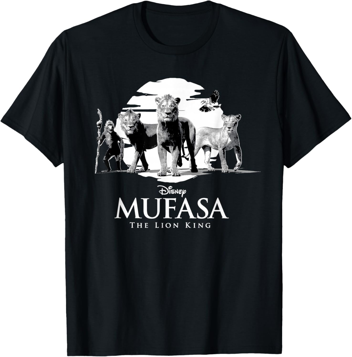 Hot Fashion Disney Mufasa: The Lion King Movie Black & White Characters T-Shirt S-4XL Four Seasons Gift XXXL