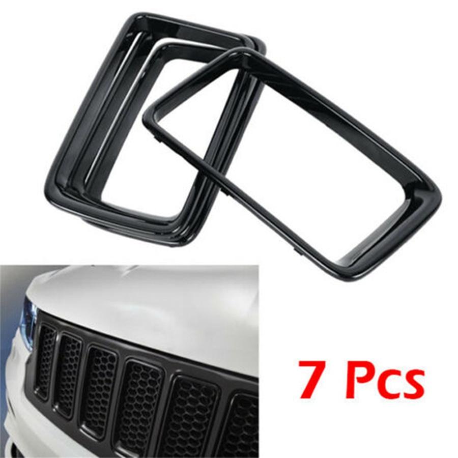 Gloss Black Front Grille Trim Ring Insert Trim For Jeep Grand Cherokee 2014-2016