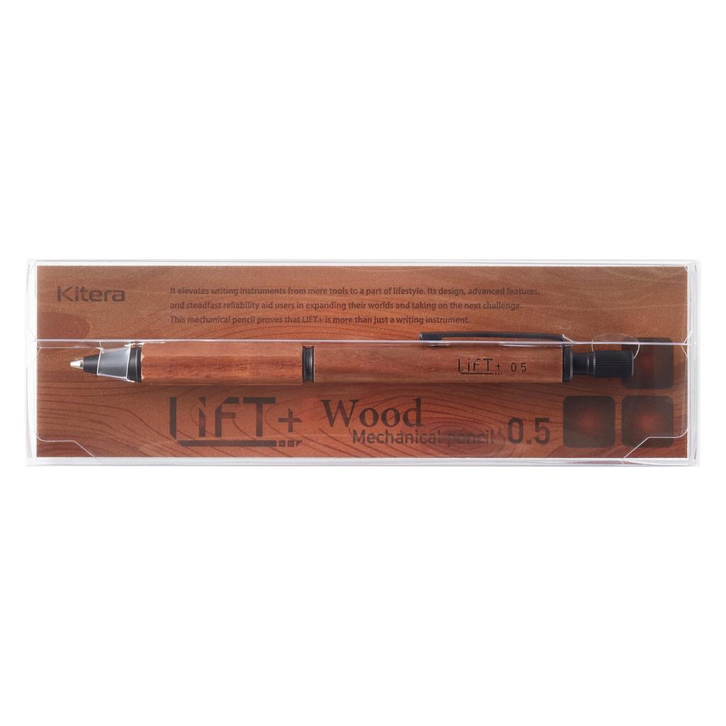 LIFT+ Wood Mechanical Pencil 0.5mm Walnut LIWOOD.05-WA, Wooden Barrel Japanese Stationery Pencil for Writing and Notes