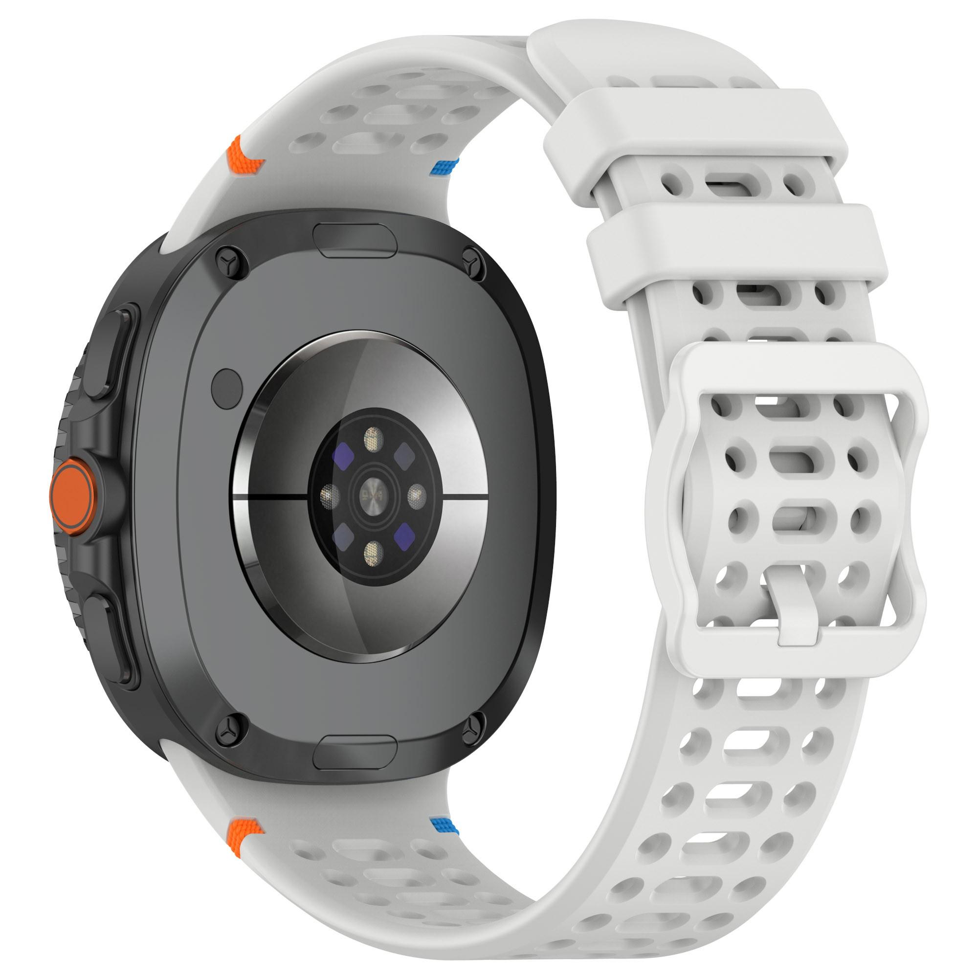 

Watch Band for Samsung Galaxy Watch8 44mm/40mm/Watch8 Classic 46mm Holes Design Breathable Silicone Strap Light Grey