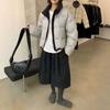 Pinghu down jacket women's short new thickened stand-up collar contrasting color small bread small versatile jacket