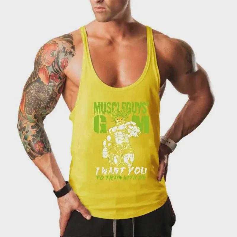 Men's European Size Elastic Cotton Sports Vest for Fitness & Bodybuilding