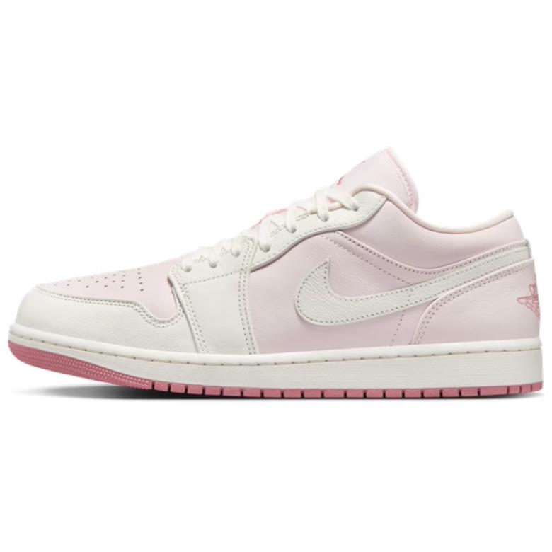 New Jordan Air Jordan 1 Slip Resistant Abrasion Resistant Low top Vintage Basketball Shoes Unisex White Pink IH0823-611