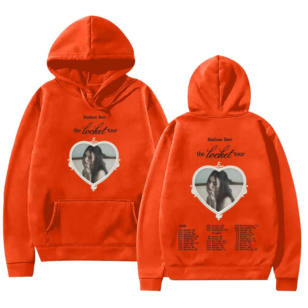 Толстовки Madison Beer The Locket Tour 2026, Графическая одежда, Стиль Y2K, Новые свитшоты, Модные повседневные пуловеры XXXL оранжевый