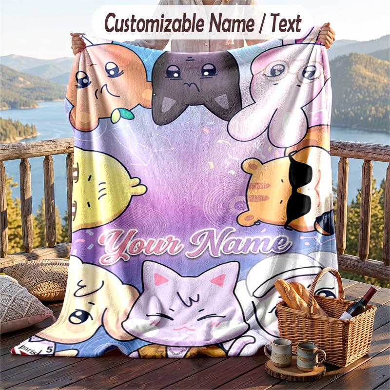Personalized Flannel Throw Blanket,ATEEZ Custom Printed Name, Cozy Plush Blanket For Home Use