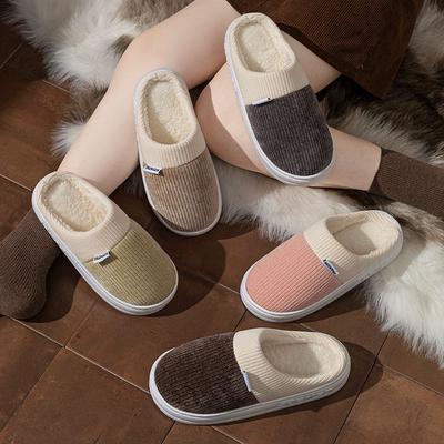 Cotton Slippers Men's Season Indoor Home Couple Non-slip Deodorant Warm Plush Slippers Women
