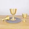 1Pcs Elegant Brass Cup Gold Finish Temple Offering Vessel for Wealth God Rituals Retro Decorative Buddhist Altar