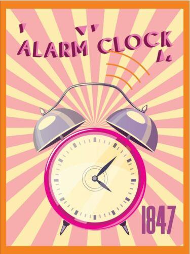 

Alarm Clock 1847 Pink Metal Wall Plaque Art Vintage tin sign retroAluminum 20x30cm（7.8x11.8inch）