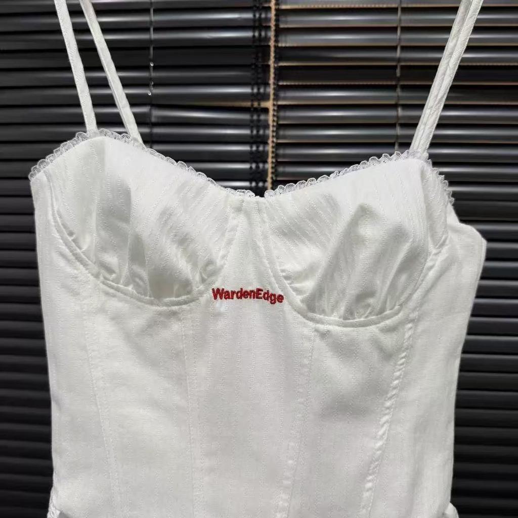 2026 Summer Spicy American Girl Waist-Cinching Cotton Lace Embroidered Camisole