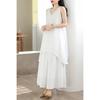 Women's High-End White Sleeveless Suit Dress - Loose Vest & Irregular Skirt Two-Piece Set