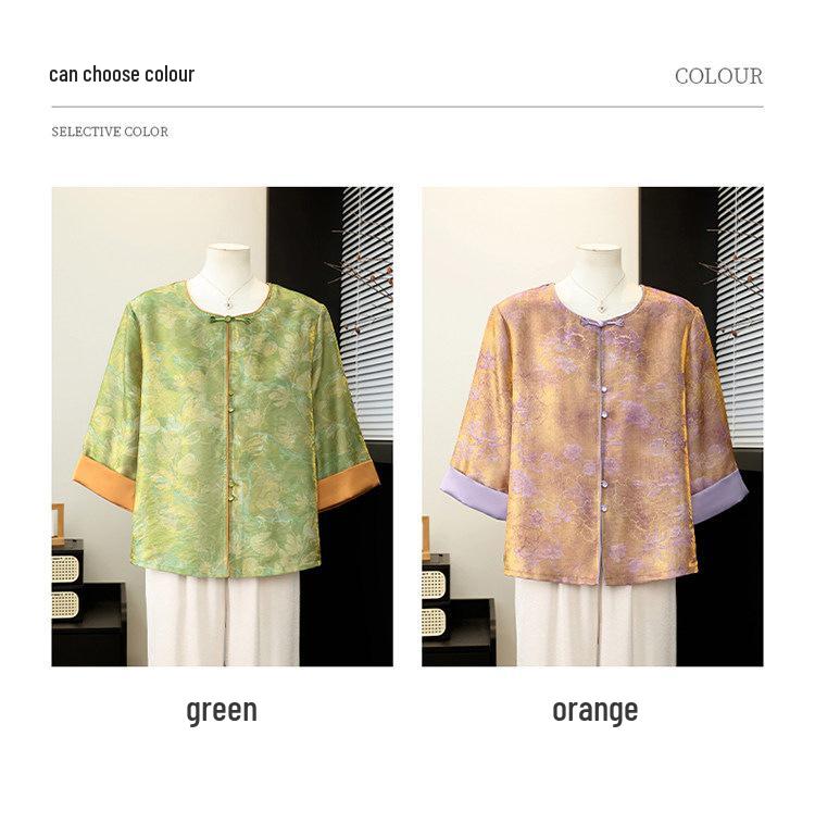 Elegant Spring Mid-Sleeve Top for Moms and Grandmas