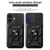 For iPhone 17 Case with Slide Camera Lid PC+TPU Kickstand Phone Cover
