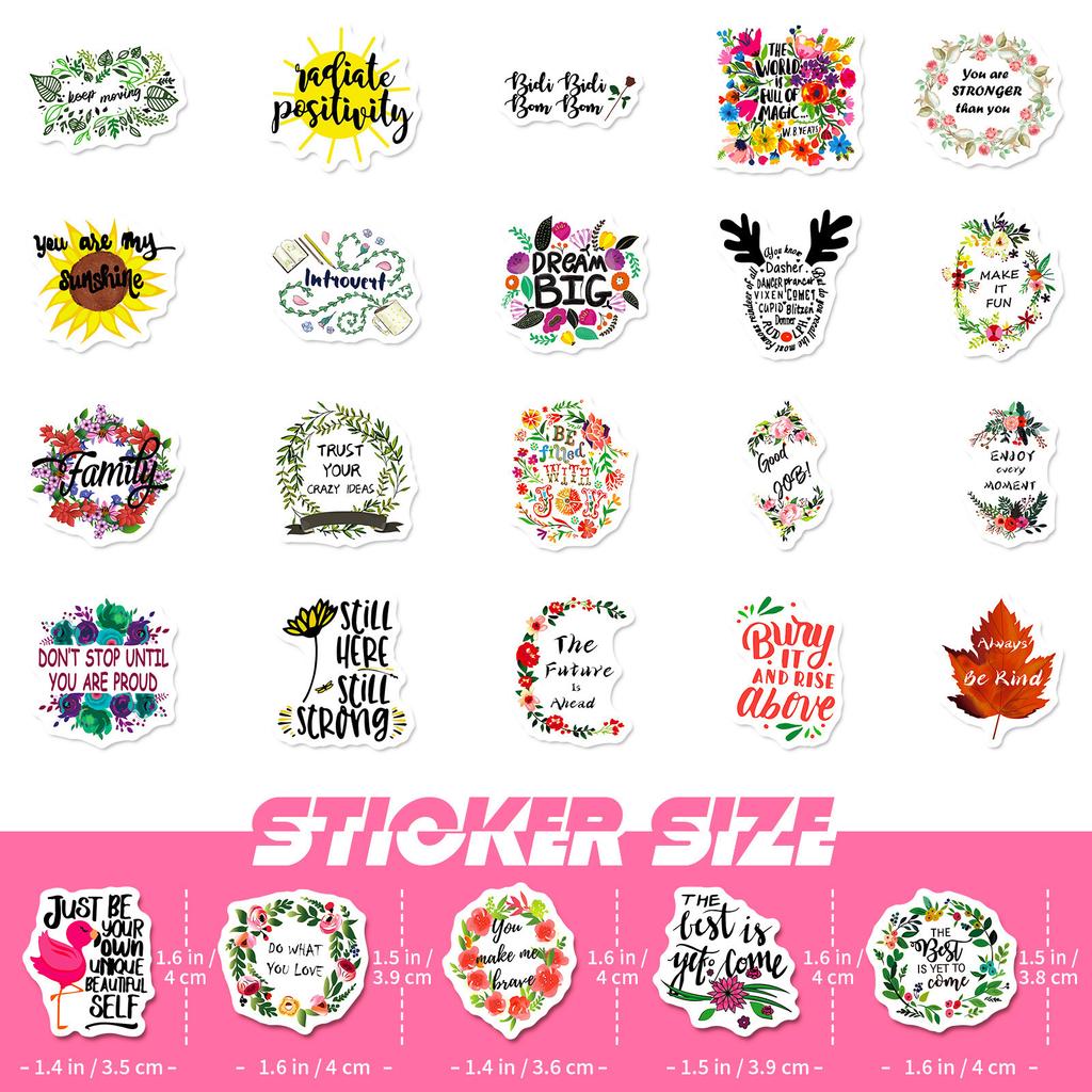 50 Small Size 4cm Inspirational Text Sentences Graffiti Sticker Trolley Box Notebook Paper Pallet Box English Sticker