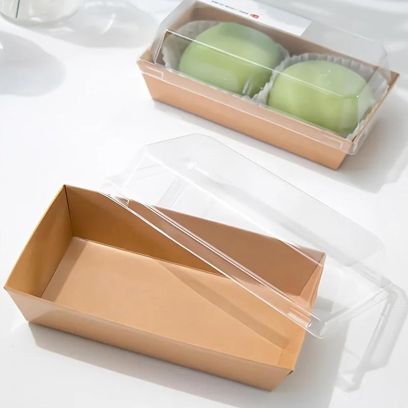 100pcs Baking Rectangular Paper Plastic Box, Towel Roll Cake Sandwich, Meat Floss, Scallop, Baking Box for Cakes