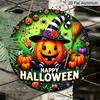 [Halloween Christmas] 2D Flat, 1pc Halloween Pumpkin Character, Cheerful Festive Atmosphere, Round Aluminum Sign, Suitable for Indoor Decoration In