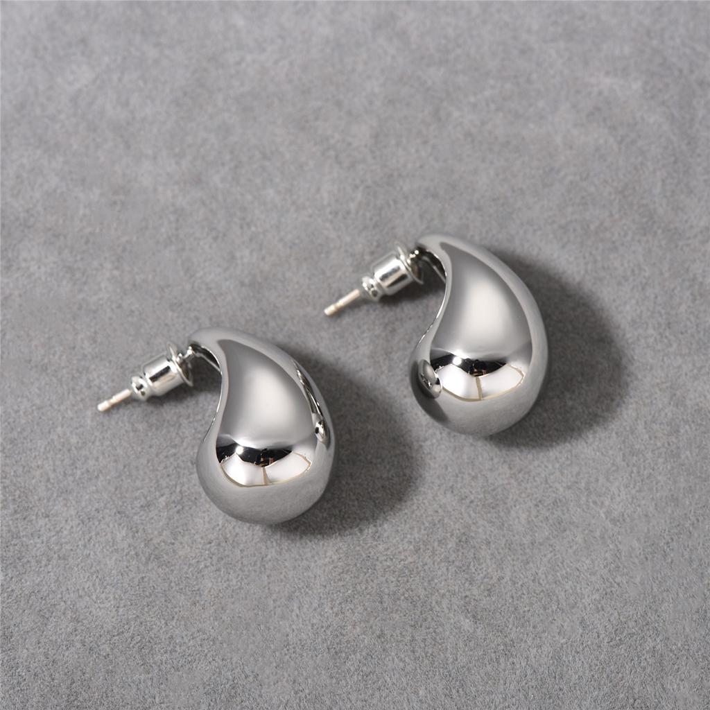 Simple Cold Wind Brass Electroplated C-Shaped Water Drop Stud Earrings S925 Silver Needle Earrings Bv Heavy Industry Hollow Earrings