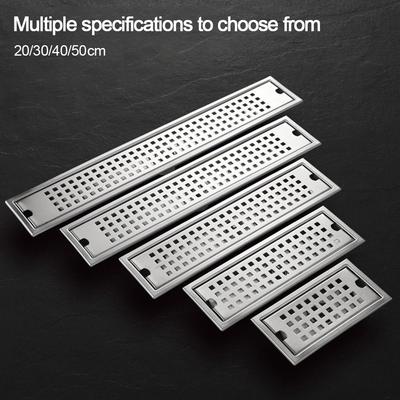 With Strainer Cover Shower Floor Drain Stainless Steel Rectangle Shape Bathroom Sink Strainer Removable Anti-odor