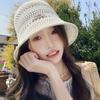 Summer new hat women's small fresh knitted breathable bucket hat outdoor versatile bucket hat sunshade sunscreen hat tide