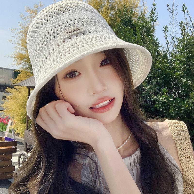 

Summer hollow knitted hat children sweet cute bucket hat summer sunshade sunscreen bucket hat sun hat One Size