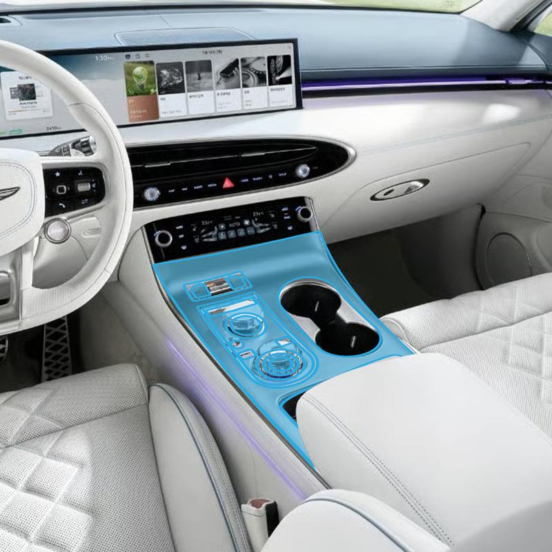 Car Interior Anti-scratch TPU Film for Genesis GV70 2025 Center Console Dashboard Navigation Pre-cut PPF Film Auto Accessories