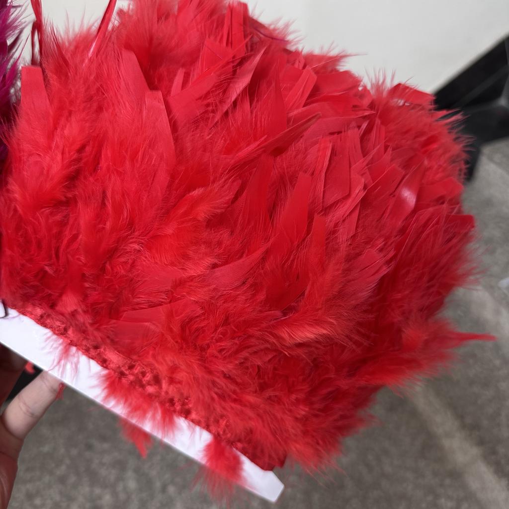 1/2/5/10 Meters Red Turkey Feather Trim Ribbon Luxury Wedding Dress Sash Decoration Bridal Bouquet Sewing Craft Diy Accessory