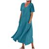 Women's Solid Color Round Neck Short Sleeve Loose Hem Dress
