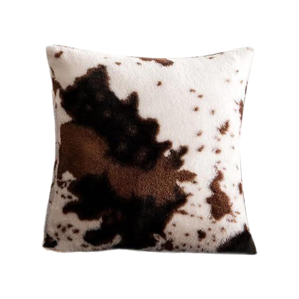 Double-sided Cow Print Plush Pillow Cover, Artistic , Ultra-soft Printed Sofa Decorative Cushion Cover.