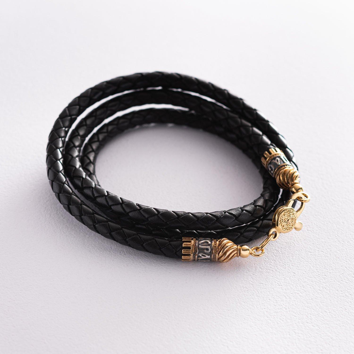 

Шкіряний шнурок Врятуй і збережи зі срібною позолоченою застібкою (5мм) Oniks 50 срібний