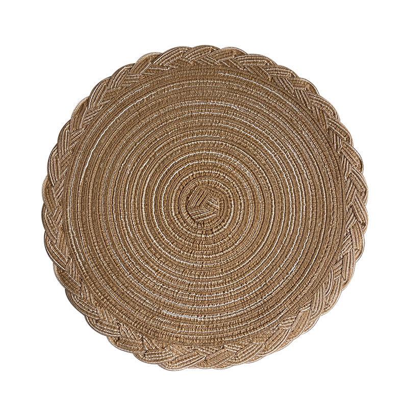 

European-Style Braided Round Placemats - Handmade, Heat-Resistant, Non-Slip, Imitation Cotton Yarn Decor Coasters. 18cm
