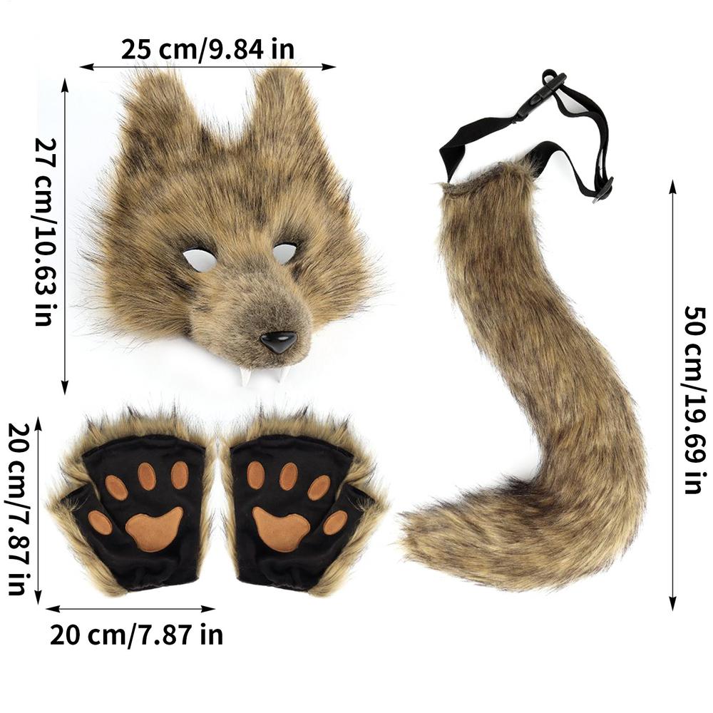 Wolf Cosplay Set Faux Wolf Dress Up Accessories Women Dress Up Animal Fashion Outfit For Role Play Stage Performance Masquerade