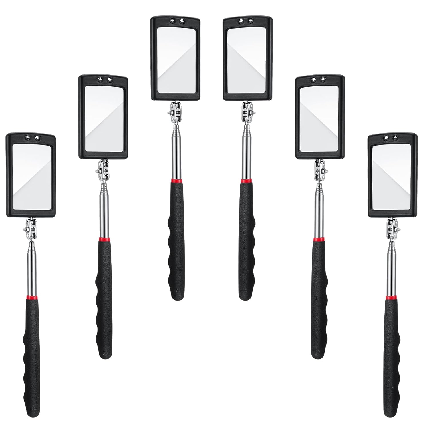 6 шт. Светодиодное телескопическое зеркало для осмотра, Выдвижной светодиодный механический инструмент-зеркало, Зеркало для осмотра под автомобилем, Визуальный отражатель для автомобиля, Выдвижное под